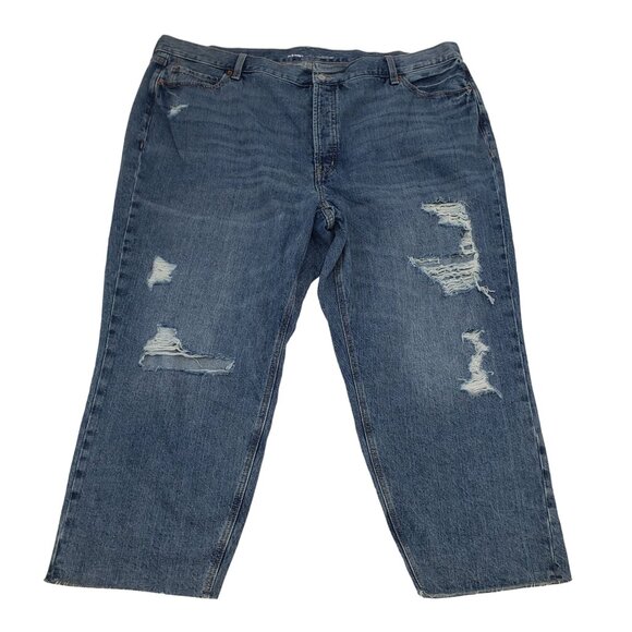 Old Navy Denim - NWT Old Navy High Rise Slouchy Straight Distressed Button Fly Jeans Size 24 Plus